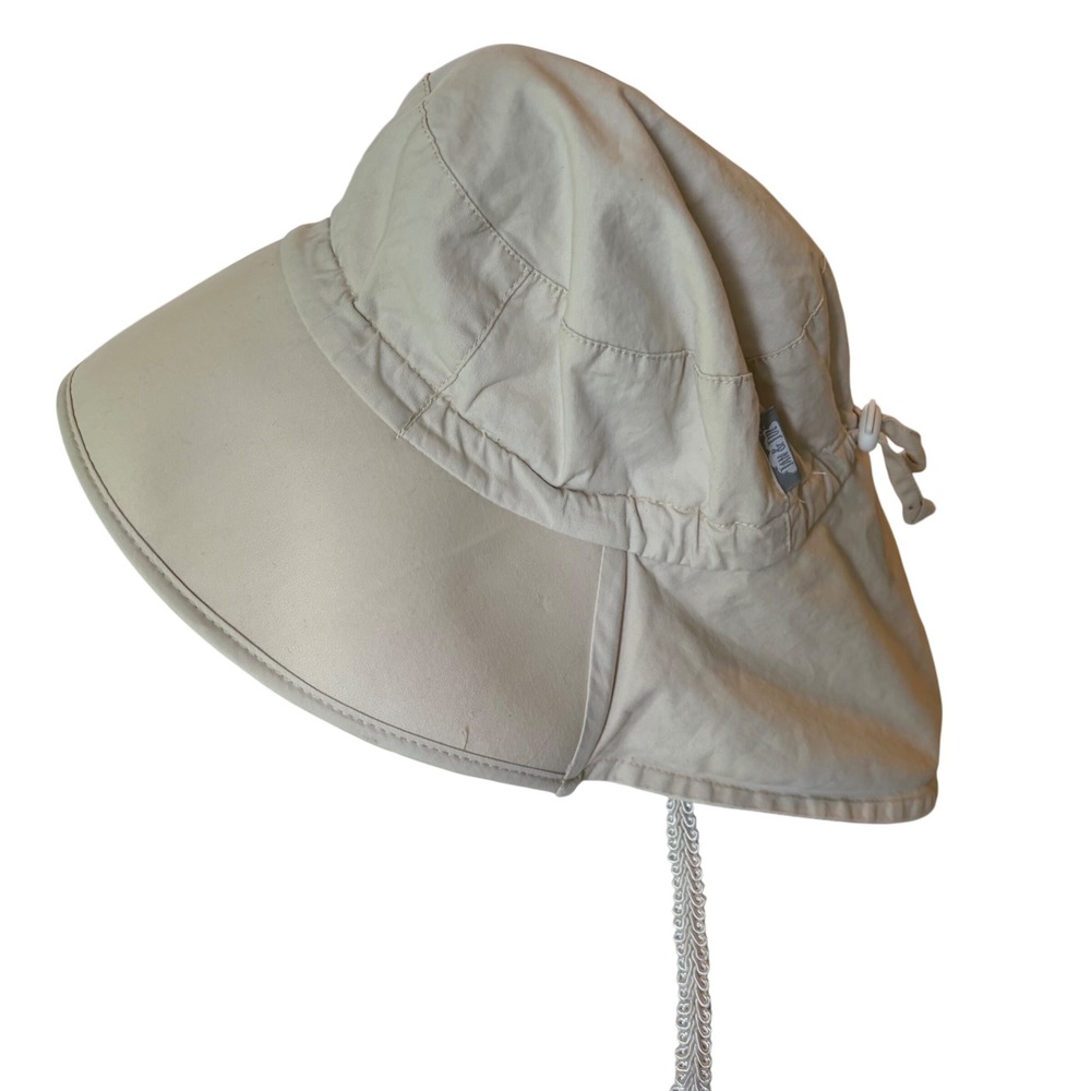 Jan & Jul Toddler Kids Sun Hat Beige Khaki Cotton Neck Flap Sz Large 2-5 Years